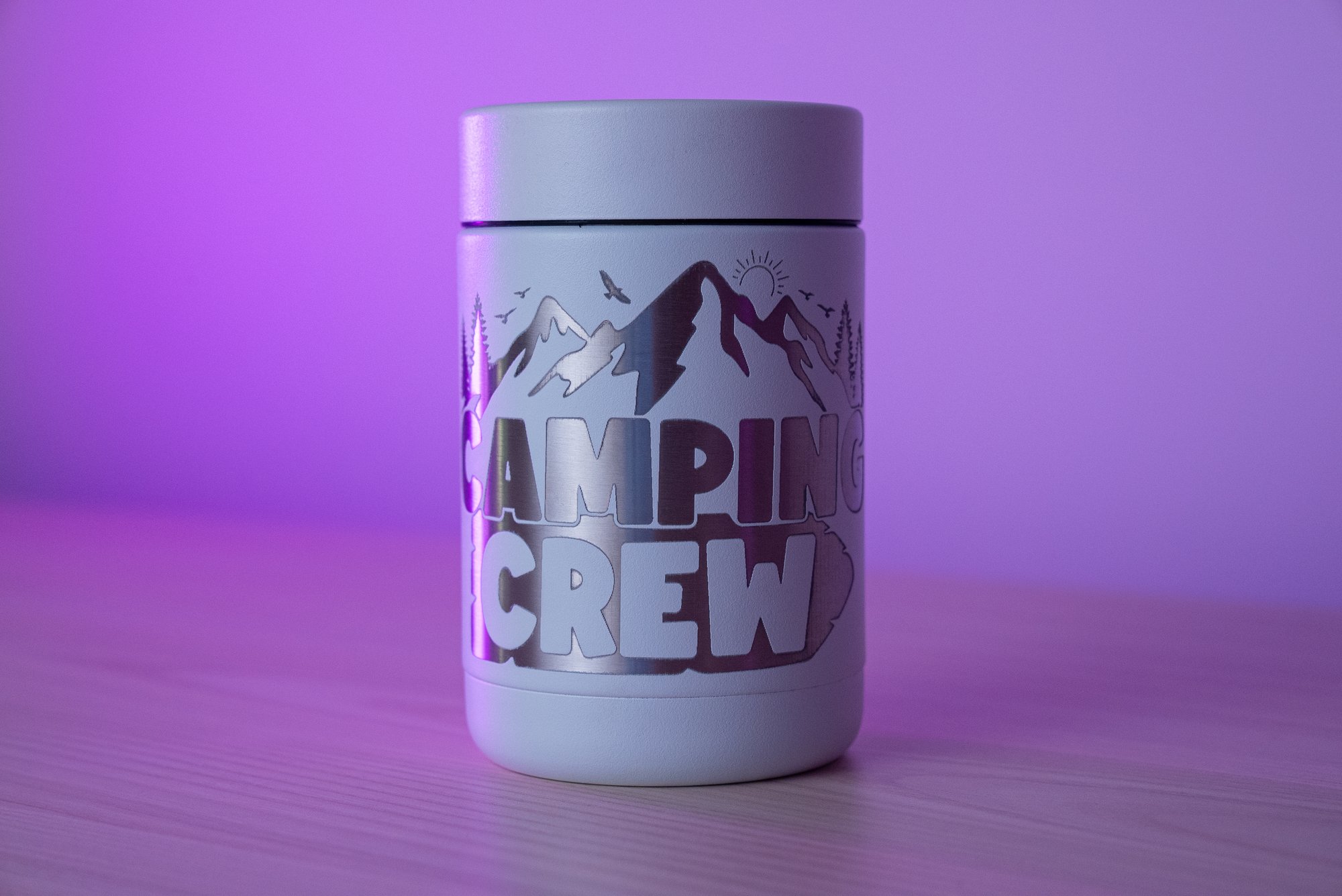 Laser engraved can cooler