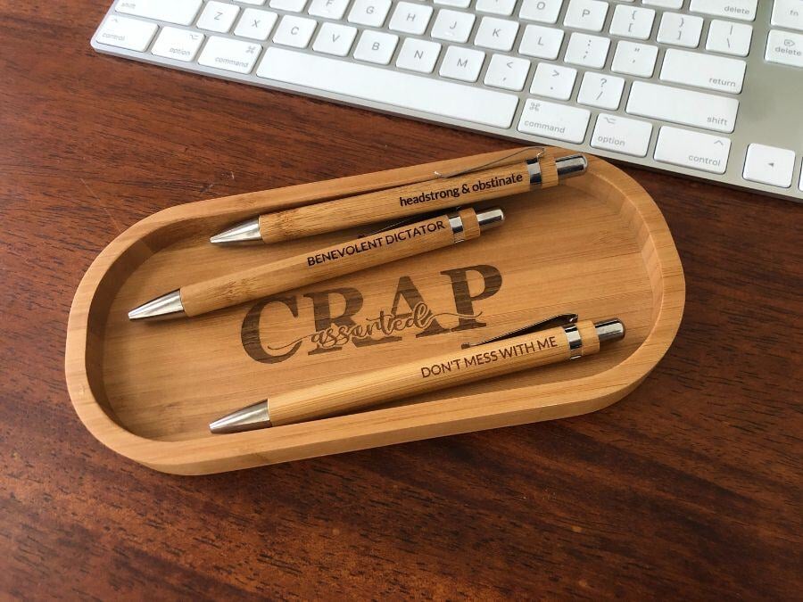 Pens and tray